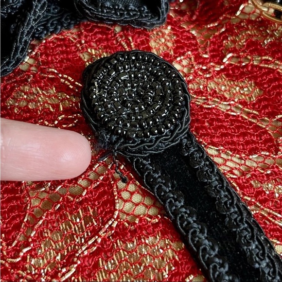 Mary Frances Red Black Beaded Embellished Hardshell Purse Artsy Southwestern - Picture 14 of 16